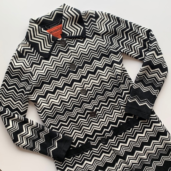 Missoni for Target black & white Chevron Print Knit Dress Coat XS - Picture 3 of 10